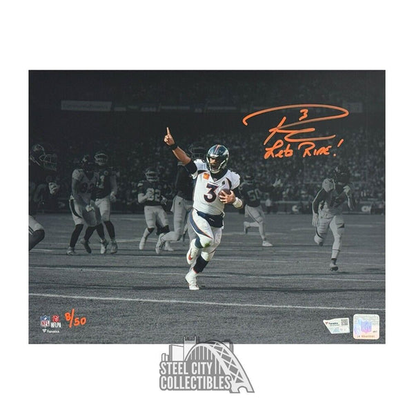 Russell Wilson Lets Ride! Autographed Denver 11x14 Football Photo /50 - Fanatics