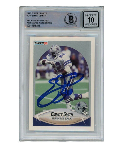 Emmitt Smith Autographed 1990 Fleer U-40 Card Grade 10 Auto Beckett 39412