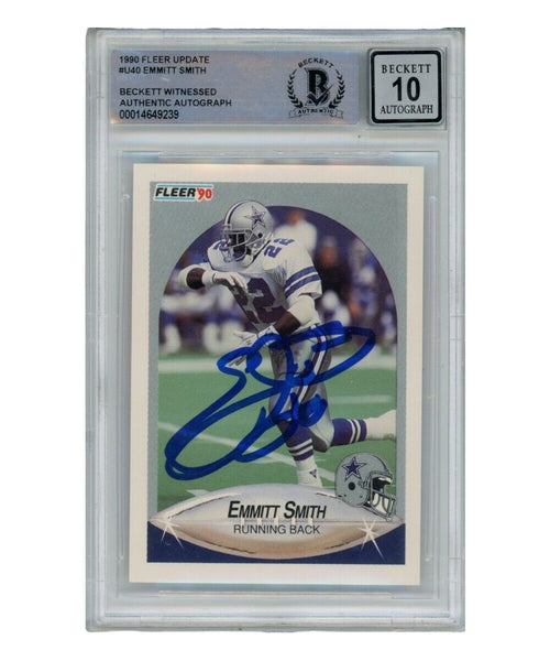 Emmitt Smith Autographed 1990 Fleer U-40 Card Grade 10 Auto Beckett 39412