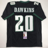 Autographed/Signed BRIAN DAWKINS Philadelphia Black Jersey JSA COA Auto