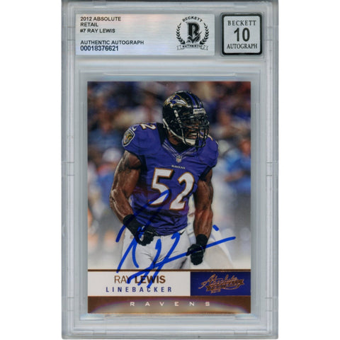 Ray Lewis Autographed/Signed 2001 Absolute #7 Trading Card Beckett 53042