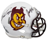ASU Sam Leavitt & Jordyn Tyson Signed White Speed Mini Helmet W/ Case BAS Wit