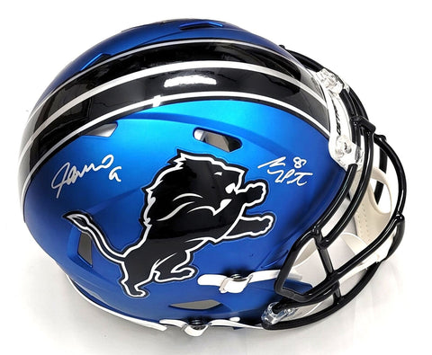 Sam LaPorta Jameson Williams Signed Detroit Lions 2024 Authentic Helmet Beckett