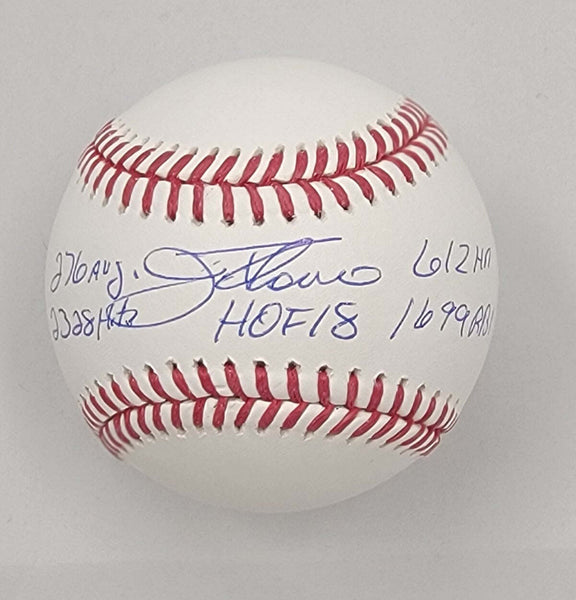 Jim Thome Signed Indians Major League Baseball W/ Career Stats Beckett Witnessed