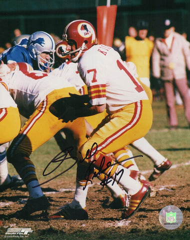 Billy Kilmer Signed Washigton White Jersey Action 8x10 Photo - (SCHWARTZ COA)