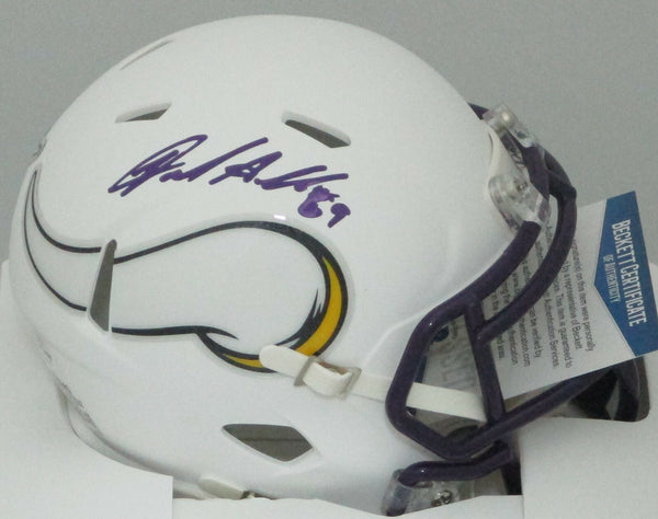 Vikings legend JARED ALLEN Signed Riddell Speed WHITE Speed Mini Helmet AUTO BCA