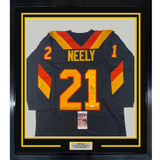 Framed Autographed/Signed Cam Neely 35x39 Vancouver Black Jersey JSA COA