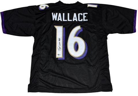 TYLAN WALLACE SIGNED AUTOGRAPHED BALTIMORE RAVENS #16 BLACK JERSEY BECKETT
