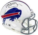 JIM KELLY AUTOGRAPHED BILLS 2011-20 THROWBACK WHITE MINI HELMET BECKETT 241392