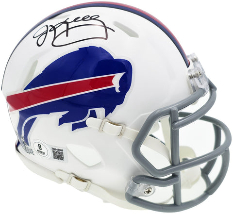 JIM KELLY AUTOGRAPHED BILLS 2011-20 THROWBACK WHITE MINI HELMET BECKETT 241392