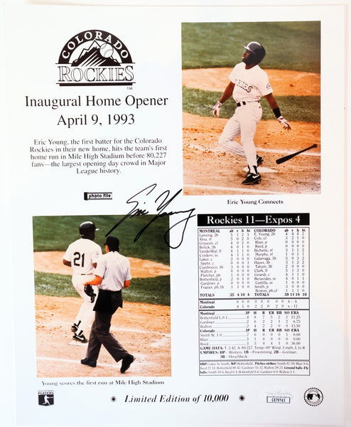 Eric Young Autographed Colorado Rockies 8x10 Photo JSA COA