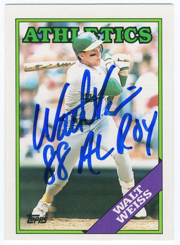 Walt Weiss autographed 1988 Topps Traded Rookie Card w/88 AL ROY -SCHWARTZ COA