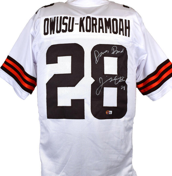 Jeremiah Owusu-Koramoah Signed White Pro Style Jersey w/Dawg Pound- BAW Holo