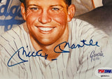Duke Snider, Willie Mays, Mickey Mantle Autographed 8x10 Litho Framed PSA LOA