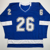 Autographed/Signed Martin St. Louis Tampa Bay Blue Jersey Beckett BAS COA