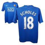 Paul Scholes Signed Manchester Utd Away Soccer Jersey #18 with Beckett Witness