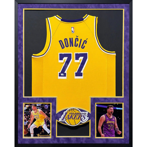 Luka Doncic Autographed Signed Framed Los Angeles Lakers Jersey FANATICS