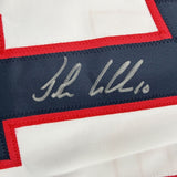 Framed Autographed/Signed John LeClair 35x39 USA White Jersey Beckett COA