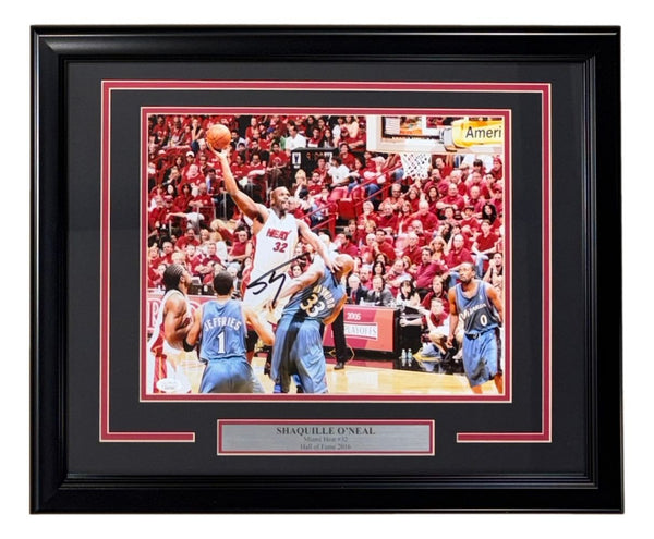 Shaquille O'Neal Signed Framed 11x14 Miami Heat Photo JSA