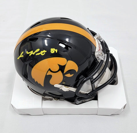 Sam LaPorta Autographed Iowa Riddell Mini Helmet Beckett Witnessed