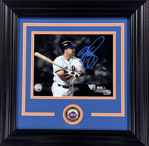 Mike Piazza Signed NY Mets 8x10 Photo Framed W/ Coin Auto Fanatics MLB Holo COA