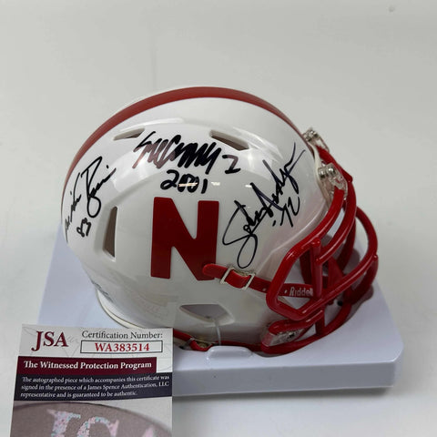 Autographed/Signed Rodgers Rozier Crouch Nebraska Heisman Mini Helmet JSA COA