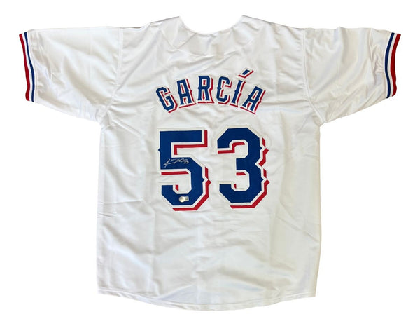 Adolis Garcia Texas Signed White Baseball Jersey BAS