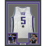 FRAMED Autographed/Signed De'Aaron Fox 33x42 Sacramento White Jersey Beckett COA
