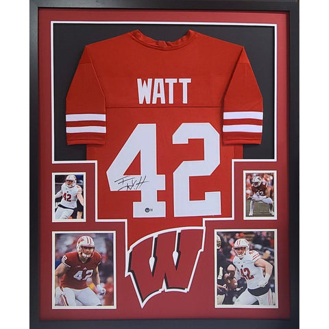 T.J. Watt Autographed Signed Framed Wisconsin Pittsburgh Steelers Jersey BECKETT