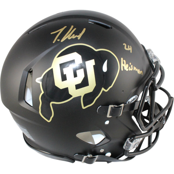 Travis Hunter Autographed Colorado Buffaloes Pro Helmet Heisman Beckett W 57945