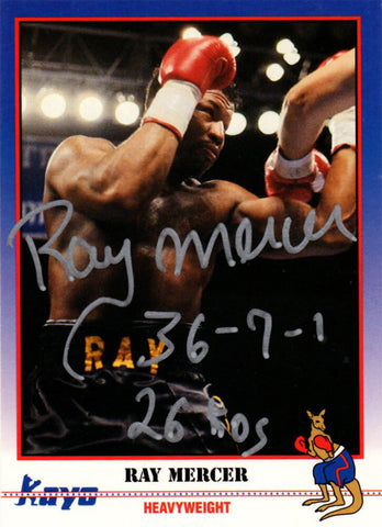 Ray Mercer Autographed 1991 Kayo Boxing Card #117 w/36-7-1, 26 KO's - SS COA