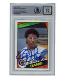 Eric Dickerson Signed 1984 Topps #280 Auto 10 Trading Card HOF Beckett 40343