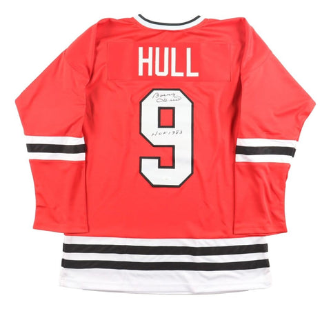 Bobby Hull Chicago Signed Red Hockey Jersey HOF 1983 JSA Hologram