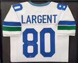 SEAHAWKS STEVE LARGENT AUTOGRAPHED FRAMED WHITE JERSEY "HOF 95" MCS HOLO 200436