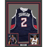 Framed Autographed Joe Johnson 35x39 Atlanta Blue Basketball Jersey BAS COA