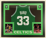 Larry Bird Signed Boston Celtics 35x43 Framed Jersey (JSA) 3xNBA Champion/ 3xMVP