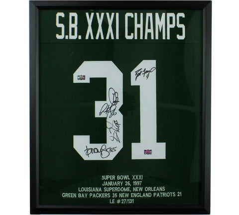 Favre/Rison/Levens/Brown/Freeman Signed Green Bay Framed SB Jersey -LE 131