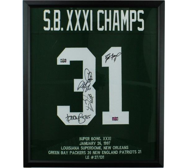 Favre/Rison/Levens/Brown/Freeman Signed Green Bay Framed SB Jersey -LE 131