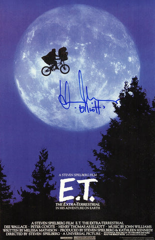 Henry Thomas Signed E.T. 11x17 Movie Poster w/Elliott - (SCHWARTZ COA)