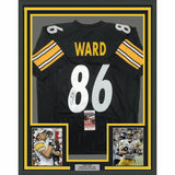 FRAMED Autographed/Signed HINES WARD 33x42 Pittsburgh Black Jersey JSA COA Auto