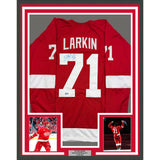 Framed Autographed/Signed Dylan Larkin 35x39 Detroit Red Jersey Beckett BAS COA