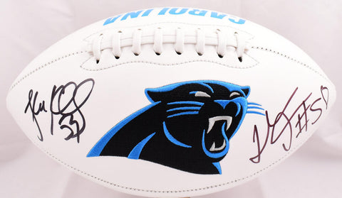 Luke Kuechly Thomas Davis Signed Carolina Panthers Logo Football- Beckett W Holo