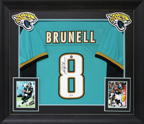 Mark Brunell Authentic Signed Teal Pro Style Framed Jersey BAS Witnessed