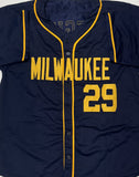 TREVOR MEGILL Signed Custom Replica Navy Brewers Jersey AUTO - BAS