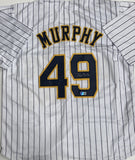 PAT MURPHY Signed Replica Pinstripe #49 Jersey AUTO - Milwaukee Brewers - BAS