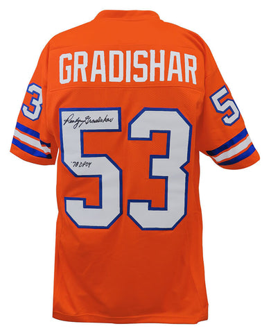 Randy Gradishar Signed Orange TB Custom Football Jersey w/78 DPOY (SCHWARTZ COA)