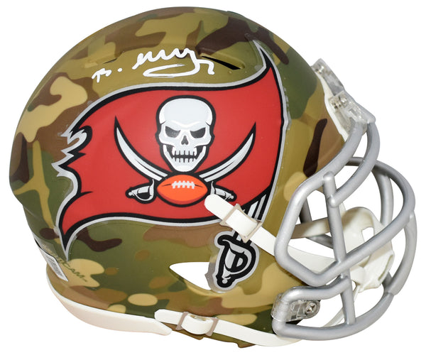 BUCKY IRVING SIGNED TAMPA BAY BUCCANEERS CAMO SPEED MINI HELMET BECKETT
