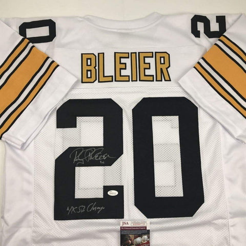 Autographed/Signed Rocky Bleier 4x SB Champ Pittsburgh White Football Jersey JSA