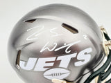 ZACH WILSON AUTOGRAPHED JETS FLASH SILVER SPEED MINI HELMET BECKETT QR 198873