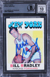Knicks Bill Bradley Signed 1971 Topps #2 Card Auto Graded Gem 10! BAS Slabbed